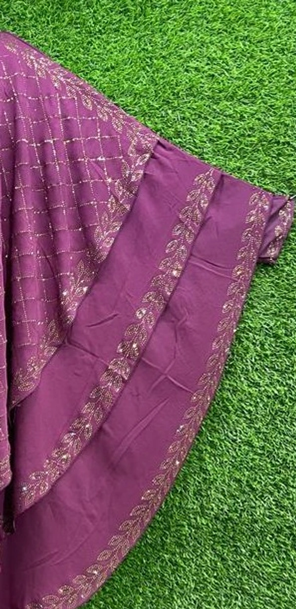 AM FASHION WINE COLOUR 3 LAYER WITH STONE WORK FARASHA - 54-56, WINE