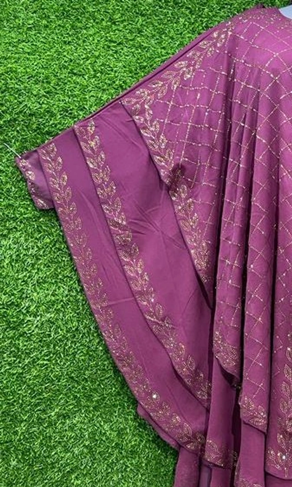 AM FASHION WINE COLOUR 3 LAYER WITH STONE WORK FARASHA - 54-56, WINE