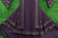 AM FASHION SHERVINE STYLE ABAYA WITH GOLDEN STONE WORK 3 LAYER SLEEVE - 54-56, WINE