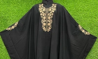 AM FASHION BLACK NIDA EMBROIDERY ABAYA WITH STONE WORK - 54-56, BLACK