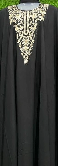 AM FASHION BLACK NIDA EMBROIDERY WITH STONE ABAYA - 54-56, BLACK