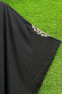 AM FASHION BLACK NIDA EMBROIDERY WITH STONE ABAYA - 54-56, BLACK