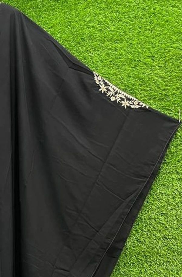 AM FASHION BLACK NIDA EMBROIDERY WITH STONE ABAYA - 54-56, BLACK