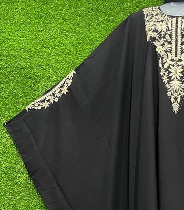 AM FASHION BLACK NIDA EMBROIDERY WITH STONE ABAYA - 54-56, BLACK