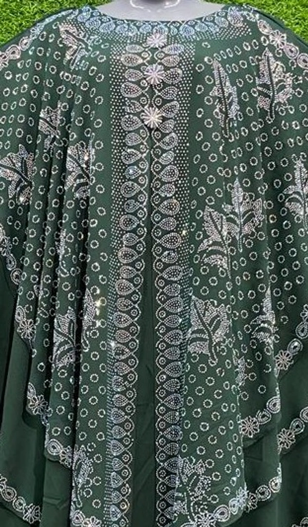 AM FASHION NIDA BRIDAL STONE WORK FARASHA WITH 3 LAYER FABRIC - 54-56, MEHANDI