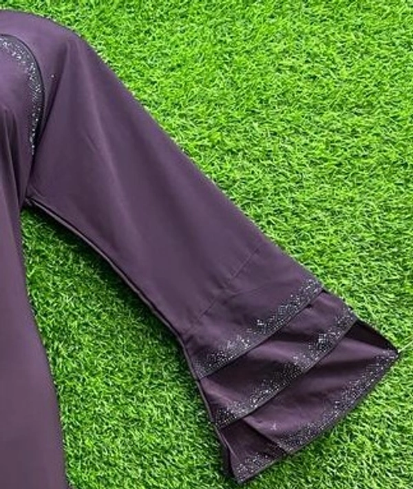 AM FASHION FIRDOUSE FABRIC HAND WORK ABAYA - 54-56, WINE