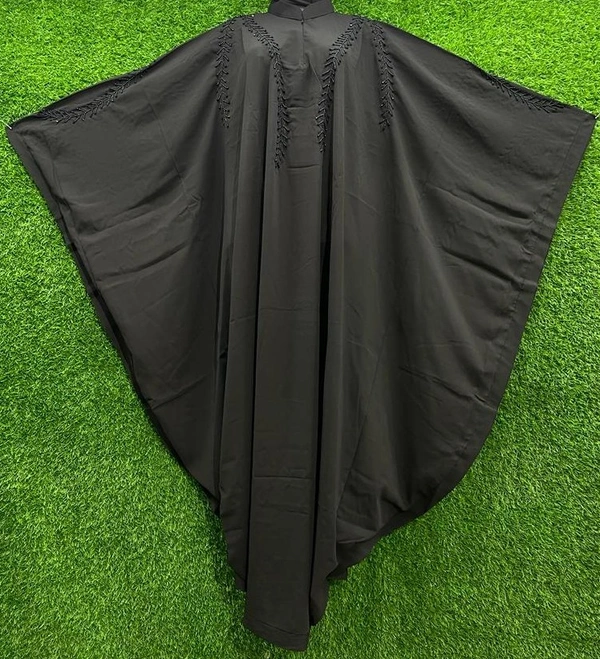 AM FASHION FIRDOUSE FABRIC HAND WORK EMBROIDERY ABAYA - 54-56, BLACK