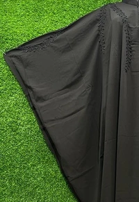AM FASHION FIRDOUSE FABRIC HAND WORK EMBROIDERY ABAYA - 54-56, BLACK