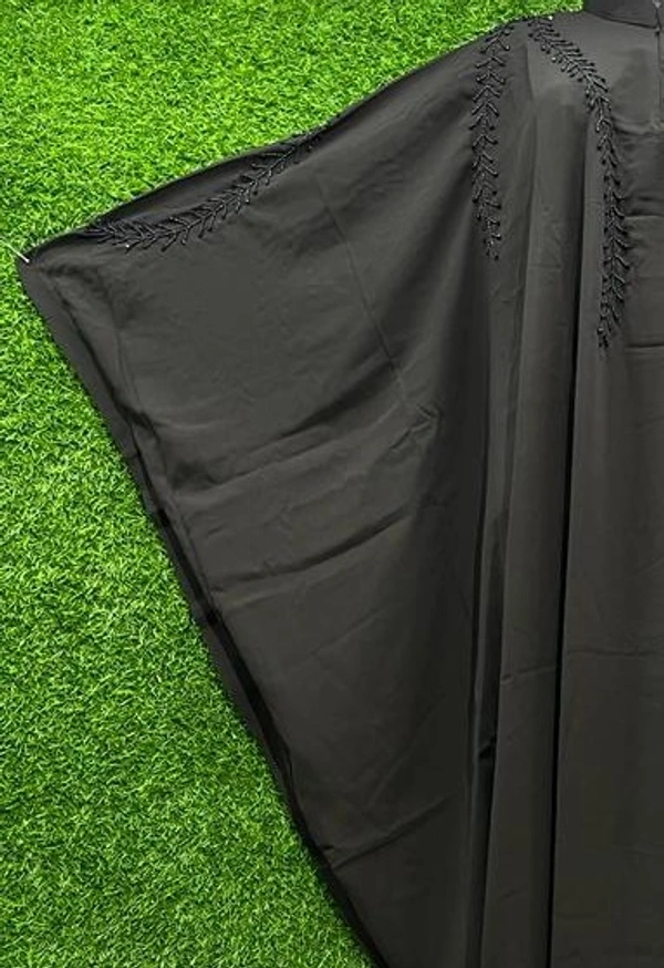 AM FASHION FIRDOUSE FABRIC HAND WORK EMBROIDERY ABAYA - 54-56, BLACK
