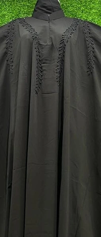 AM FASHION FIRDOUSE FABRIC HAND WORK EMBROIDERY ABAYA - 54-56, BLACK
