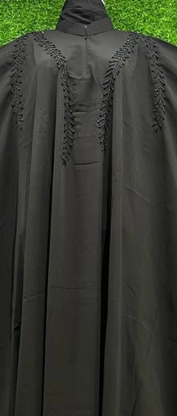 AM FASHION FIRDOUSE FABRIC HAND WORK EMBROIDERY ABAYA - 54-56, BLACK