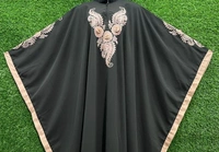 AM FASHION BLACK FIRDOUSE FABRIC EMBROIDERY WITH STONE ABAYA - 54-56, BLACK