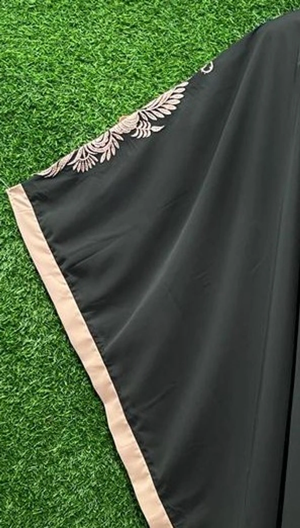 AM FASHION BLACK FIRDOUSE FABRIC EMBROIDERY WITH STONE ABAYA - 54-56, BLACK