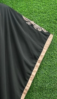 AM FASHION BLACK FIRDOUSE FABRIC EMBROIDERY WITH STONE ABAYA - 54-56, BLACK