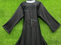 AM FASHION ZOOM FABRIC HAND WORK ABAYA - 54-56, BLACK
