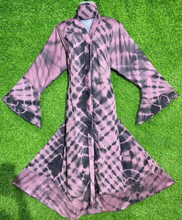 AM FASHION TIE DIE PINK COLOUR ABAYA FANCY PATTERN - 54-56, DUSTY PINK