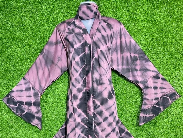 AM FASHION TIE DIE PINK COLOUR ABAYA FANCY PATTERN - 54-56, DUSTY PINK