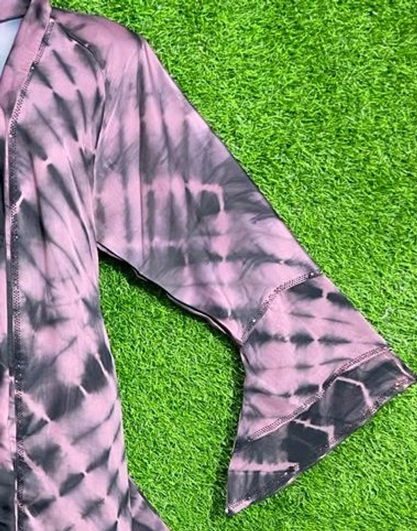 AM FASHION TIE DIE PINK COLOUR ABAYA FANCY PATTERN - 54-56, DUSTY PINK