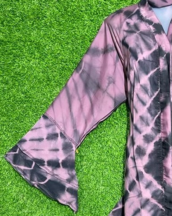 AM FASHION TIE DIE PINK COLOUR ABAYA FANCY PATTERN - 54-56, DUSTY PINK
