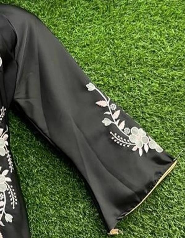 AM FASHION OLIVE GREEN FABRIC WITH  EMBROIDERY ABAYA - FREE, OLIVE GREEN