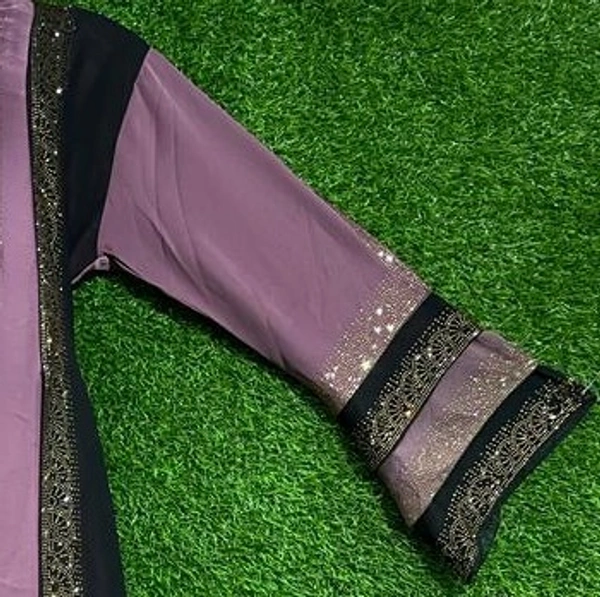 AM FASHION PINK NIDA SHERVANI LOOK ABAYA WITH GOLDEN STONE WORK - FREE, DUSTY PINK