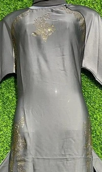 AM FASHION GREY NIDA FABRIC FRON KALI ABAYA - FREE, GREY