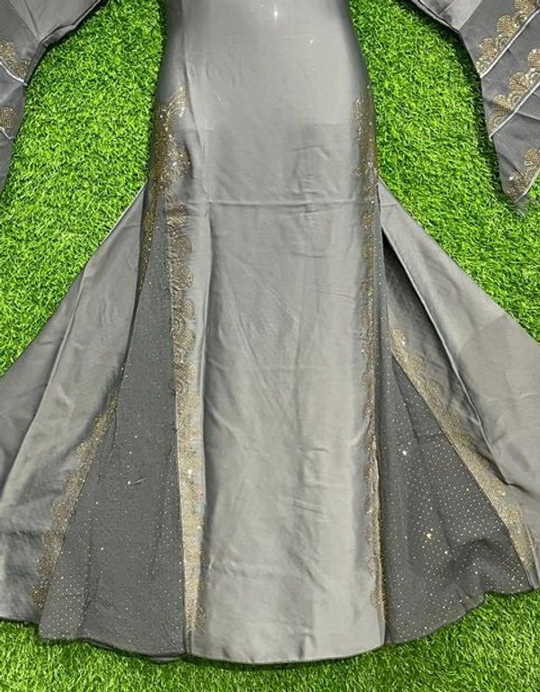 AM FASHION GREY NIDA FABRIC FRON KALI ABAYA - FREE, GREY