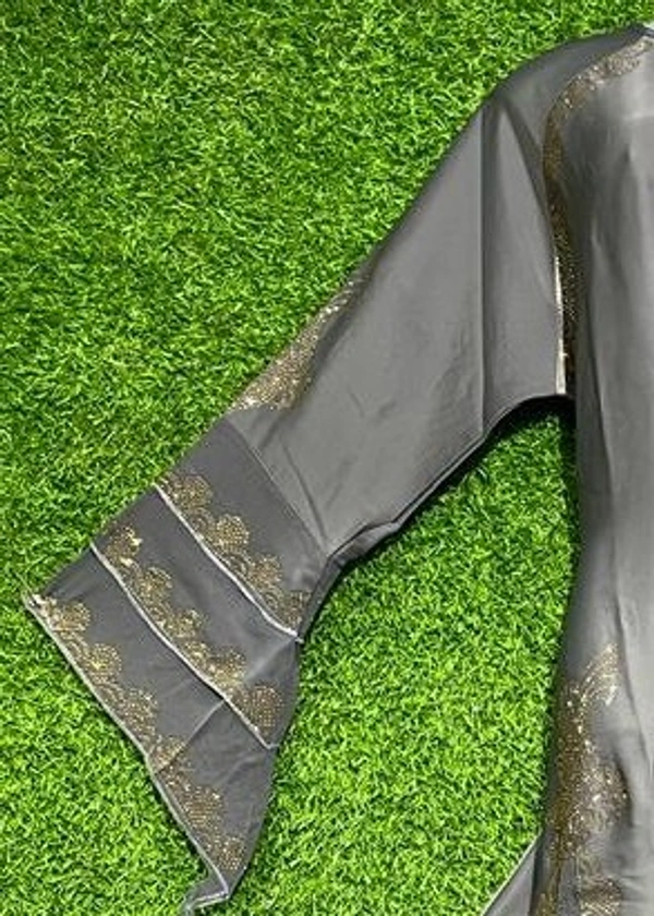 AM FASHION GREY NIDA FABRIC FRON KALI ABAYA - FREE, GREY