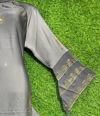 AM FASHION GREY NIDA FABRIC FRON KALI ABAYA - FREE, GREY