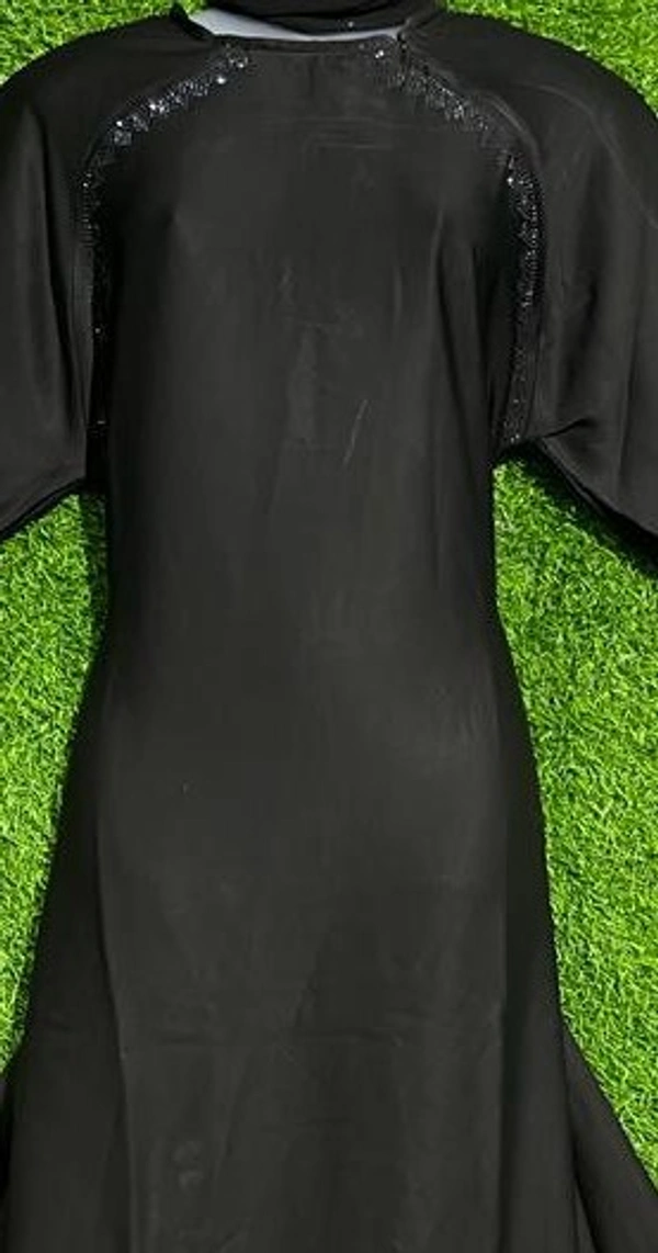 AM FAHION BLACK  NIDA FABRIC WITH STONE WORK ABAYA - FREE, BLACK