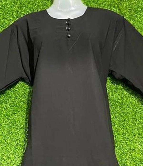 AM FASHION FIRDOUSE FABRIC SIMPLE ABAYA  - FREE, BLACK