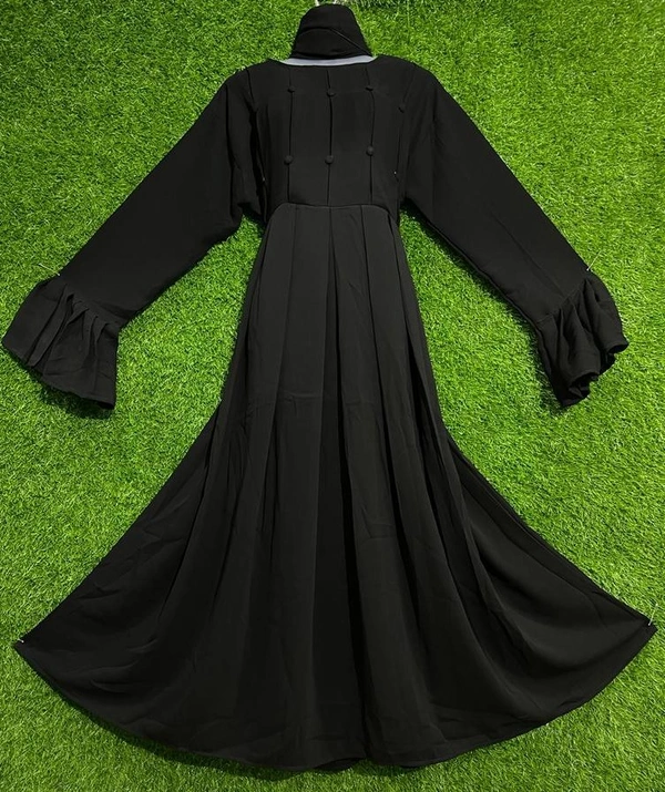 AM FASHION BLACK VIVA IMPORTED FABRIC ABAYA  - FREE, BLACK