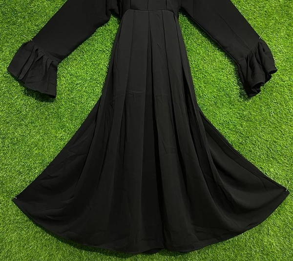 AM FASHION BLACK VIVA IMPORTED FABRIC ABAYA  - FREE, BLACK