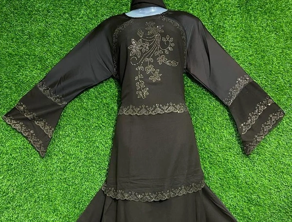 AM FASHION 3 LAYER  ON FRONT PATTERN AND SLEEVE WITH GOLDEN STONE WORK - FREE, BLACK