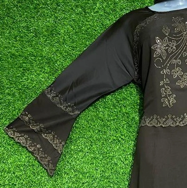 AM FASHION 3 LAYER  ON FRONT PATTERN AND SLEEVE WITH GOLDEN STONE WORK - FREE, BLACK