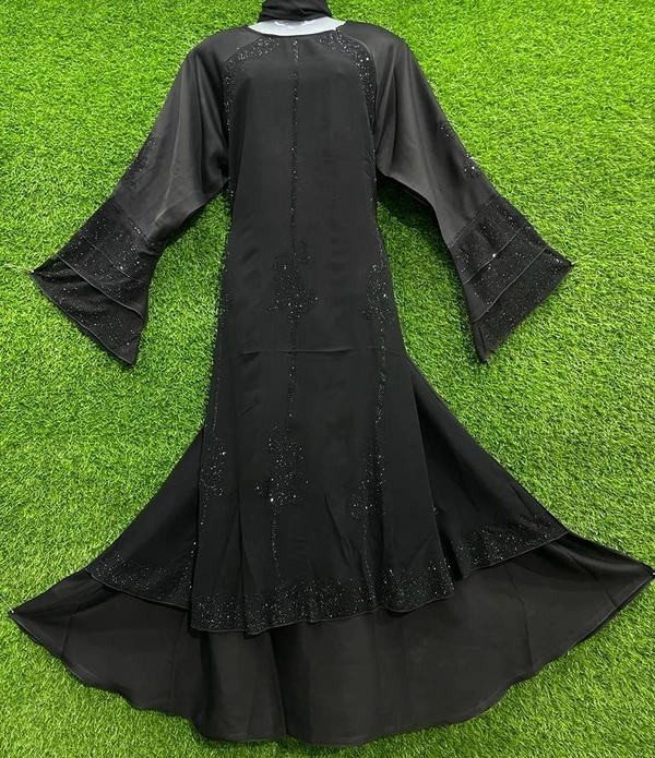 AM FASHION NIDA FABRIC BLACK STONE WORK FRONT KALI  - FREE, BLACK