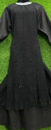 AM FASHION NIDA FABRIC BLACK STONE WORK FRONT KALI  - FREE, BLACK
