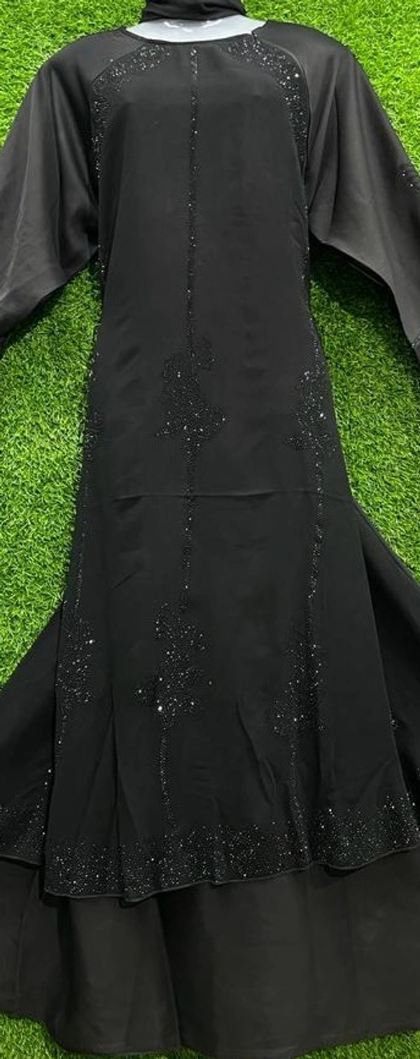 AM FASHION NIDA FABRIC BLACK STONE WORK FRONT KALI  - FREE, BLACK