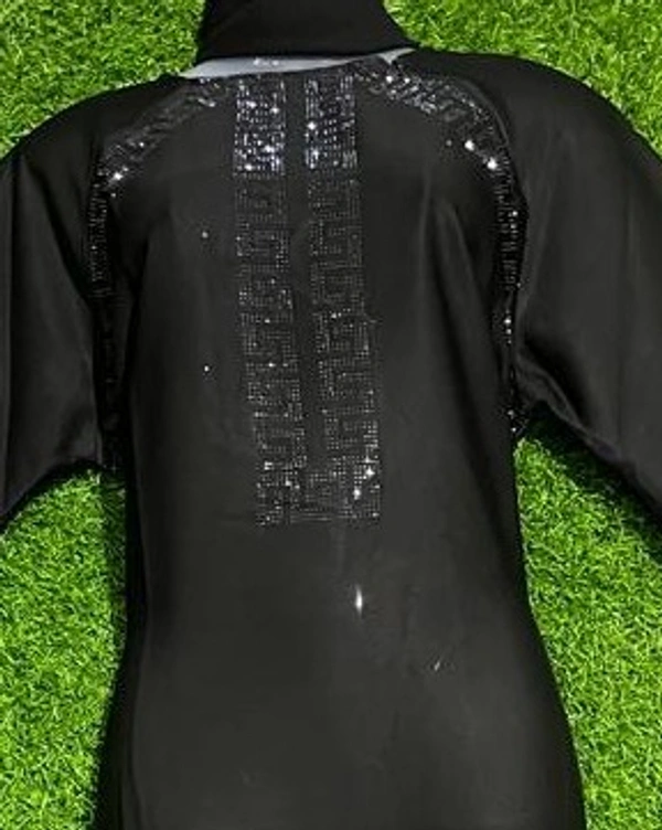 AM FASHION BLACK NIDA WITH STONE WORK ABAYA - FREE, BLACK