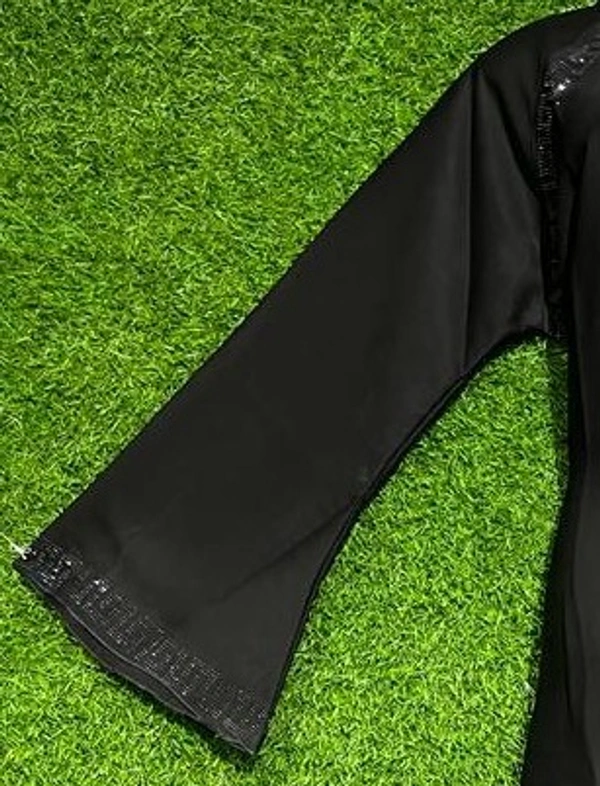 AM FASHION BLACK NIDA WITH STONE WORK ABAYA - FREE, BLACK