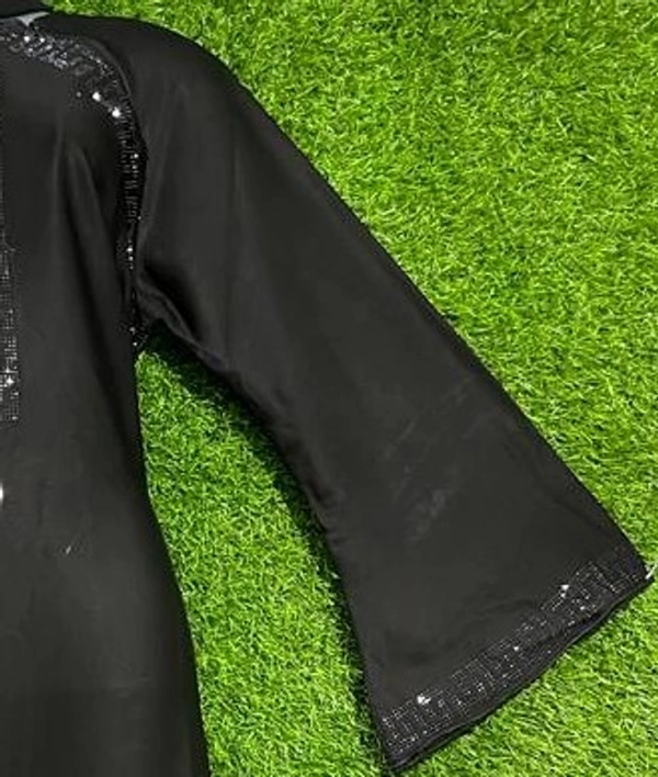 AM FASHION BLACK NIDA WITH STONE WORK ABAYA - FREE, BLACK