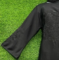 AM FASHION BLACK NIDA EMBROIDERY WORK ABAYA WITH STONE WORK ON EMBROIDERY - FREE, BLACK