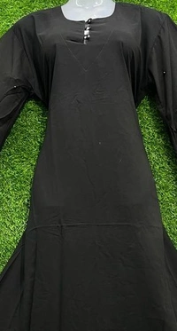AM FASHION NIDA ABAYA PEARLS WORK ON SLEEVES - FREE, BLACK