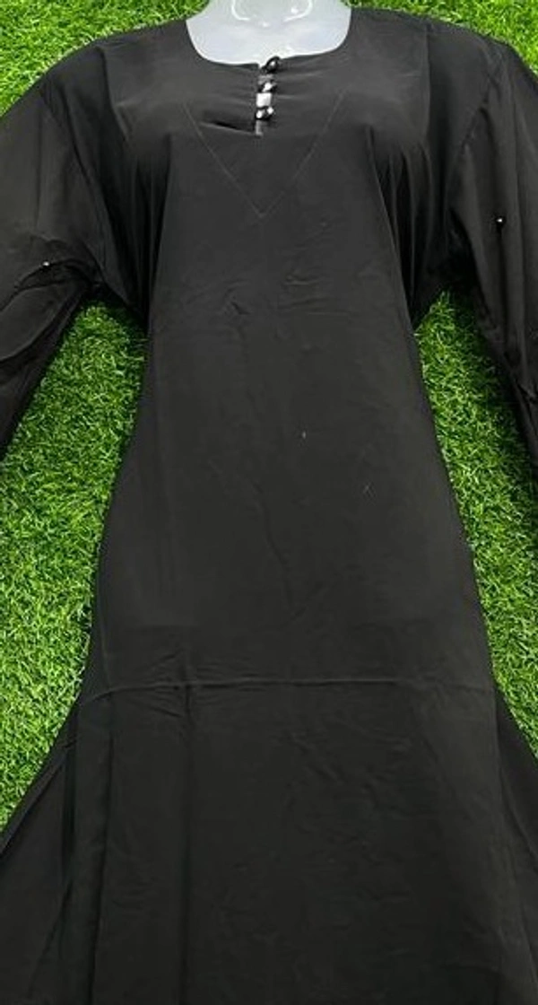 AM FASHION NIDA ABAYA PEARLS WORK ON SLEEVES - FREE, BLACK