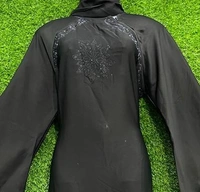 AM FASHION NIDA BLACK SIMPLE STONE WORK ABAYA - FREE, BLACK