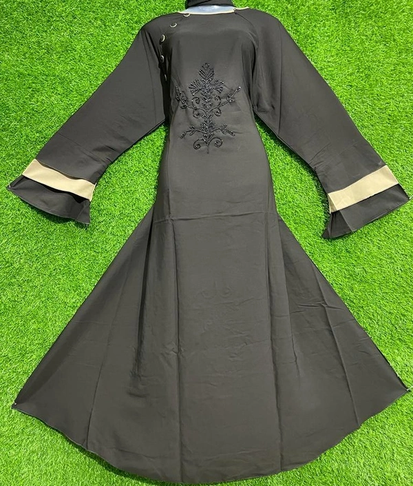AM FASHION FIRDOUSE HAND WORK COFFEE COLOUR  ABAYA - FREE, COFFEE