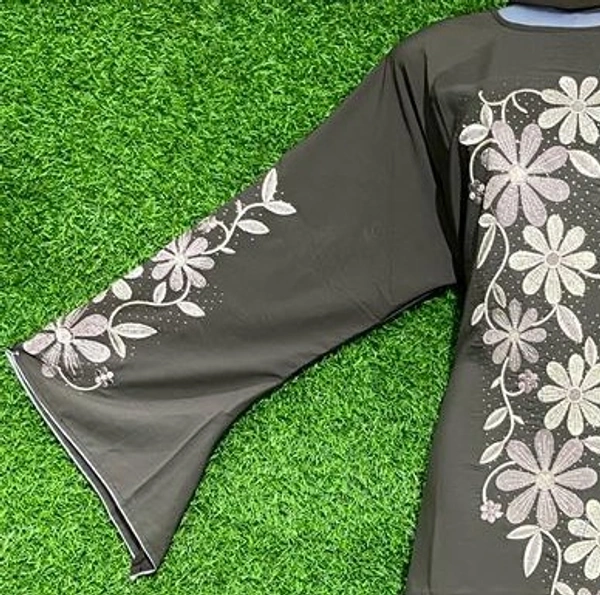 AM FASHION FIRDOUSE DARK GREY FABRIC WITH EMBROIDERY & STONE - FREE, DARK GREY