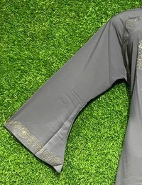 AM FASHION FIRDOUSE COLURE FABRIC WITH GOLDEN STONE WORK ABAYA - FREE, GREY