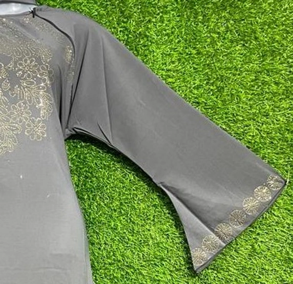 AM FASHION FIRDOUSE COLURE FABRIC WITH GOLDEN STONE WORK ABAYA - FREE, GREY