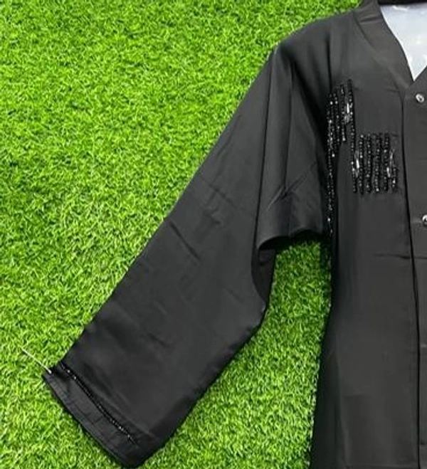 AM FASHION BLACK NIDA HAND EMBROIDERY ABAYA - FREE, BLACK